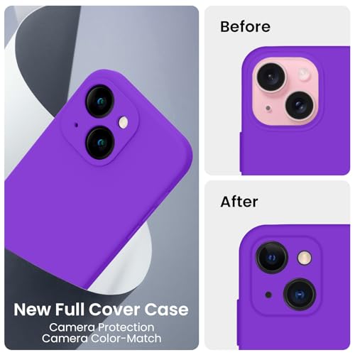 Image of FireNova Designed for iPhone 15 Case, Silicone Upgraded [Camera Protection] Phone Case, Soft Anti-Scratch Microfiber Lining Inside, 6.1 inch, Neon Purple
