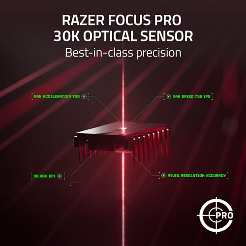 Image of Razer DeathAdder V3 Pro Wireless Gaming Mouse + Hyperpolling Wireless Dongle: 63g Ultra Lightweight - Focus Pro 30K Optical Sensor - Optical Switches Gen-3-5 Programmable Buttons - Black