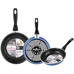 Sartenes Bidasoa Magma Precios MAGEFESA K2 azul - Lote de 3 sartenes (20/24/28) cm exterior color azul. Antiadherente bicapa reforzado efecto piedra, apta para todo tipo de cocinas, especial inducción. 50% de ahorro energético.