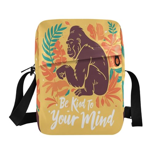 Summer Tropical Gorilla cute messenger bag cross body bag for woman Shoulder Handbags Adjustable Strap for School outdoor sports