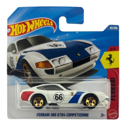 Image of Hot Wheels Ferrari 365 GTB4 Competizione [White] 2 /5, 62 /250, 1:64 Scale Diecast Toy Vehicle