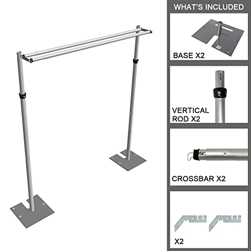Portable Adjustable Backdrop Kit /Portable Pipe And Drape Backdrop Kit 10' X 10' For Wedding Decoration And Party Decoration By Wepdiy (Tall-10Ft* 2 Cross Bar10Ft) #TOP2