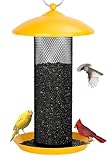 Gtongoko Finch Bird Feeders for Outdoors 2.5 LB Capacity Squirrel Proof Metal Tube Bird Feeders Thistle & Nyjer Seed Hanging Feeder, Yellow, 1 Pack