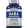 Piping Rock GABA Supplements | 750 mg | 100 Capsules | Gamma-Aminobutyric Acid | Non-GMO and Gluten Free