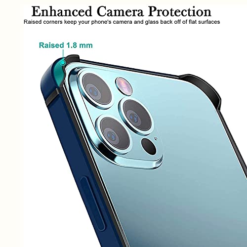 Aluminum Frame Metal Bumper Frame Slim Hard Case Cover For Iphone 13 Pro Max, Metal Frame Armor With Soft Inner Bumper, Raised Edge Protection (Blue 6.7" Iphone 13 Pro Max) #TOP3