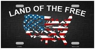 Land of the Free American Flag Gun Design Novelty Vanity License Plate Tag Sign