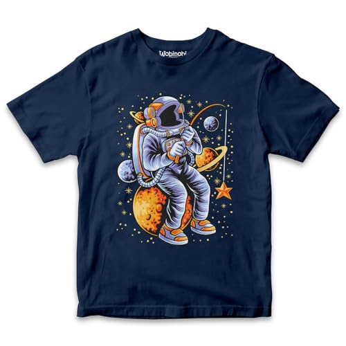 Image of Boys & Girls Astronaut Glactic Space Fishing 100% Cotton Unisex Kids T-Shirt