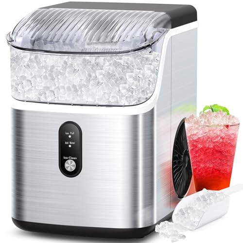 COWSAR Nugget Ice Makers Countertop Soft Chewable Pellet Ice Machine with Auto-Cleaning Function 34Lbs/24H Portable Ice Makers for Kitchen Office Home