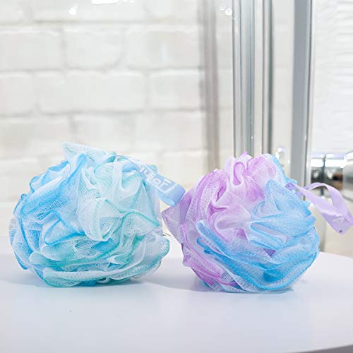 image for Aquior Bath Sponge Shower Loofahs Mesh Pouf Body Scrubber Ball for Exf