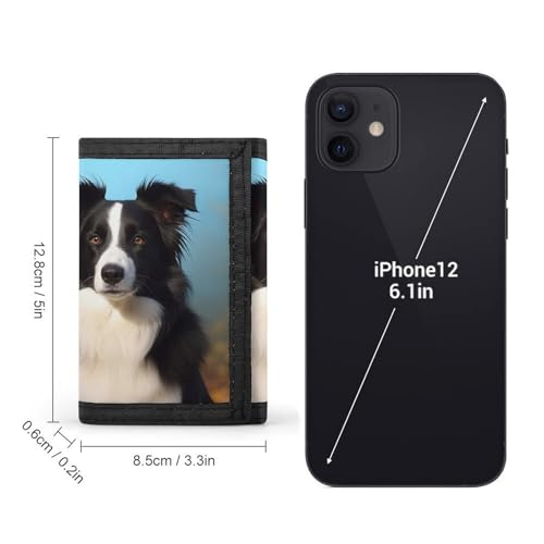 Border Collie Trifold Wallet for Men - Slim 8 Card Slots, Zipper Coin Purse Money Clip, Cash Compartment2
