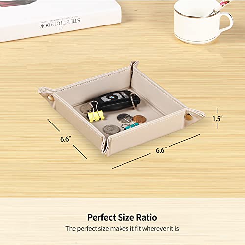 Image of YAPISHI Key Dish Bowl for Men, Entryway Catchall Holder Bedside Table Valet Tray for Pocket Stuff, PU Leather Nightstand Organizer for Dice /Coins /Wallet /Watch /Rings /Sunglasses, Dresser /Coffee Table