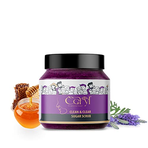 Image of Caryl 200 gm Clean & Clear Sugar Face Scrub | Tan & Dirt Removal Scrub | Skin Exfoliating, Removes Blackhead, Dead Skin | Face & Body Scrub for Women & Men | All Skin Types | Paraben & Sulfate Free
