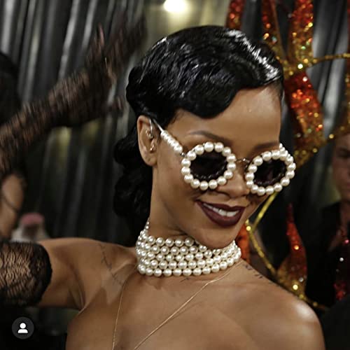 COTIA Round Pearl Sunglasses Women Vintage Large Frame Fashion Sun Glasses4