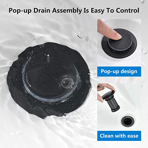 Yardmonet Black Bathroom Faucets, 2 Handle Bathroom Sink Faucet, 4-Inch Centerset Bathroom Sink Faucet With Pop Up Drain And Water Supply Lines Bathroom Faucet Black #TOP6