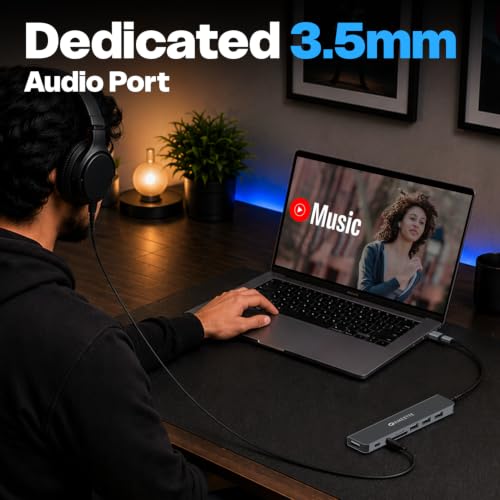 Image of Amkette 8-in-1 Plus (A+C) USB Hub for Laptop, USB Hub Type C with USB 3.0, SD /TF Card Reader, 3.5mm Audio Jack, External HDD Support, Type C Hub Compatible with Windows, macOS & Linux