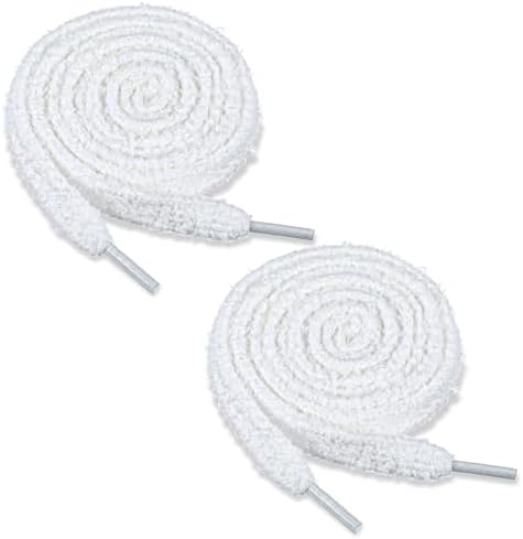 Ouligay 2 pares de cordones blancos de felpa de 1 cm de ancho y b...