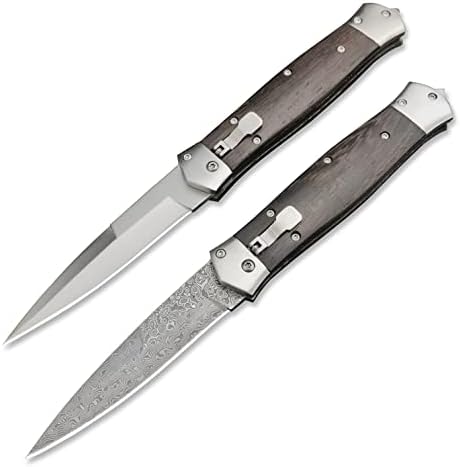HEiLON Everyday Carry or Hunting Use Tactical Folding Pocket Knife, Stainless steel Single Edge Blade comfort with Wenge Wood Handle, Safety Lock & Glass Breaker