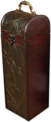 Mural Art Vintage Natural Wooden Wine Bottle Box Case Container Holder for Single Wine Bottle (Style4)