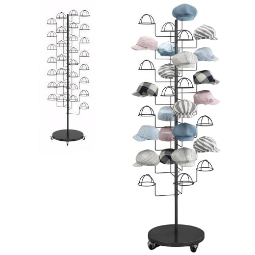 Soporte de metal para sombreros con ganchos circulares, organizador de almacenamiento de tapas de bola que ahorra espacio para tiendas y hogar