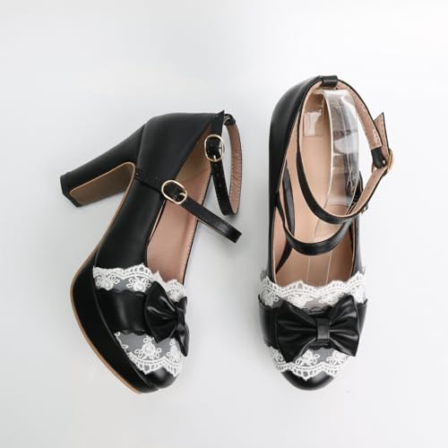 Image of FOREADA Mary Janes for Women Platform Heels Bow Kawaii Shoes Vintage Dress Pumps