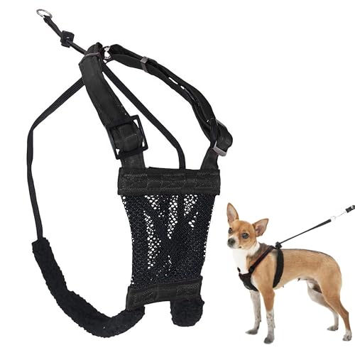 Sporn No Pull Dog Harness Durable Nylon Mesh Harness for Small Dogs No Choke Design Padded Restraint Sleeves Adjustable Fit Easy On/Off XS for Extra Small Breeds Black