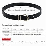 Chstarina 2-pak damskich skórzanych pasków, modne paski, ze złotą okrągłą metalową klamrą, paski do spodni jeansowych (czarny + brązowy), Czarny, brązowy, length 107cm*width 2.8cm