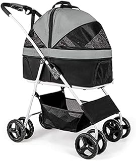 Carrinho de estimação Premium Carrinhos de cachorro para gatos para cães de médio porte Carrinho de bebê dobrável para 2 carrinhos de bebê para gatos Carrinhos de bebê para cães pequenos Carrinho de bebê respirável para cães (cinza escuro)