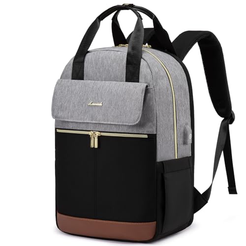 LOVEVOOK Rucksack Damen, 15,6 Zoll Schulrucksack Mädchen mit Laptopfach & USB Ladeanschluss, Wasserdicht Schultasche Arbeitstasche Reiserucksack Elegant Backpack Women für Uni Reise Büro