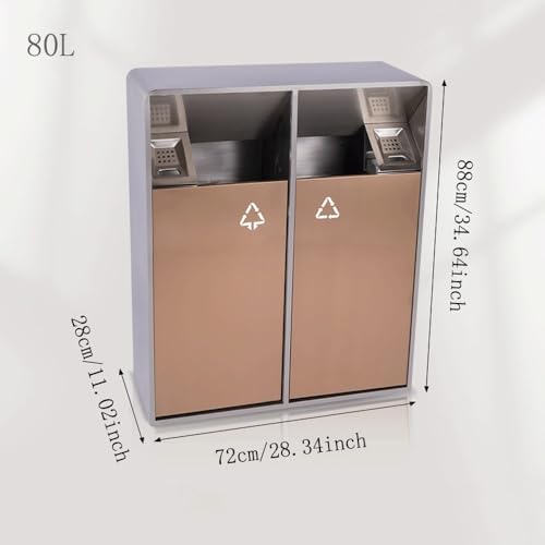 WOTZOV Mülleimer, 38L/80L Mülleimer für drinnen und draußen, Doppelfass, quadratischer Metall-Mülleimer, moderner kommerzieller großer Mülleimer für den Haushalt, Abfalleimer fü,L – Bild 3