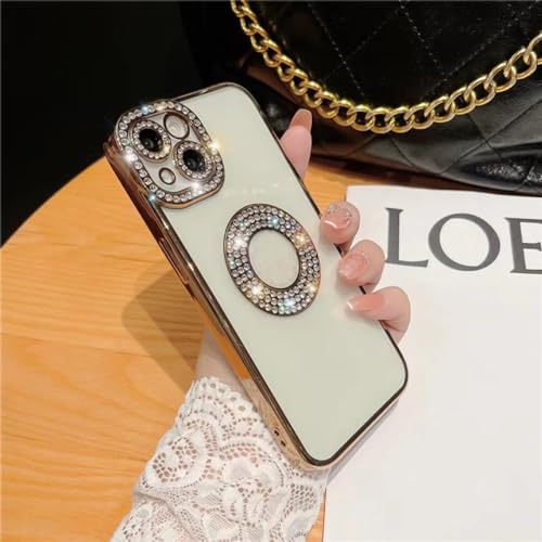 Couverture en strass creux pour iPhone 12 Pro Max et étui plaqué or effet diamant flash