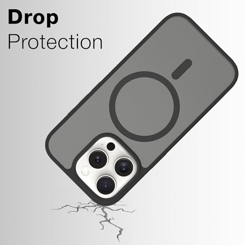 Image of Glassology Silicon Case for iPhone 16 Pro Max Frosted Magnetic Case - Matte Translucent TPU+PC Shockproof & Anti-Scratch Phone Cover with N52 Magnet Black
