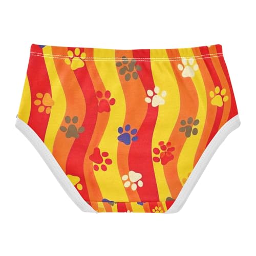 Colorful Stripes Paw Prints Girls Briefs, Toddler Girl Briefs, Girls Cotton Underwear, 2–8 Years2