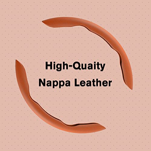 Amiss Car Nappa Leather Steering Wheel Cover, Car Interior Accessories, 2Pcs Segmented Steering Wheel Protector, Universal 99% Car Wheel Cover Protector (Champagne) #TOP1
