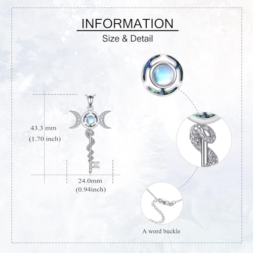 YAFEINI Hecate Key Necklace 925 Sterling Silver Hekate Triple Moon Pendant Necklaces Hecate Key Jewelry Gifts for Women Mom Wife Friend4