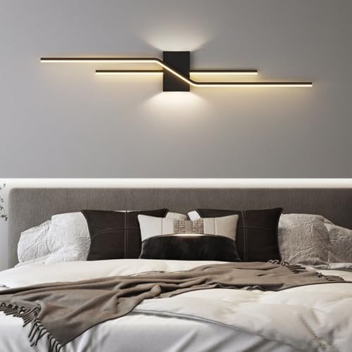 Apliques de pared interior en aluminio negro con diseño lineal minimalista 6