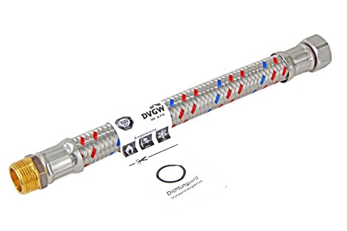 Flamco Meiflex Edelstahl Flexschlauch 3/4" F x 3/4" M, 30 cm – verstärkter Panzerschlauch für Sanitär, Heizung & Klima, mit Edelstahlgeflecht und Silikoneinlage - M5725.1127.30
