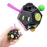 12 Seiten Fidget Spielzeug Cube Angst Stressabbau Spielzeug Dekompression dekompression Spielzeug Würfel Sensorische Finger Spielzeug für Erwachsene und Kinder (Schwarz)