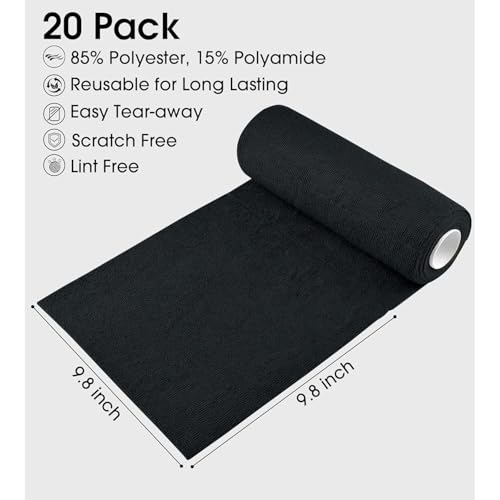 Image of LINEAR Microfiber Cleaning Cloth Roll | Kitchen Towel Roll | Cleaning Towels - Reusable and Washable Cloths for Kitchen, Washable and Reusable (20- Pack) 25 x 26 Cms (2, Black, Medium)