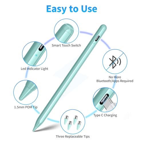 Stylus-Pens-for-Touch-Screen-DRYMOKINI-Stylist-Pen-Compatible-for-Android-and-iOS-TabletPhones-Rechargeable-Universal-Stylus-Pencil-Compatible-for-A-pplei-PadPhone-Tablet-Light-Blue