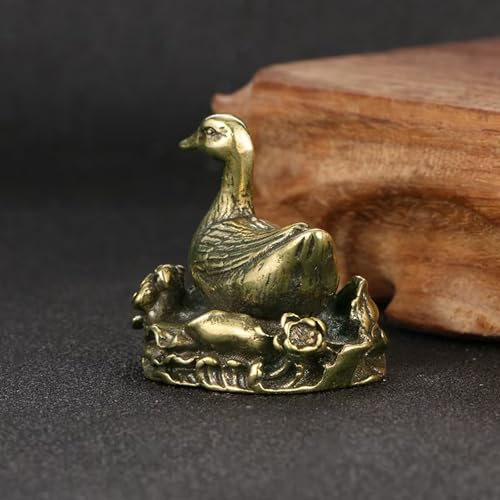 Estatua pequeña de metal de latón con forma de pato miniatura 3