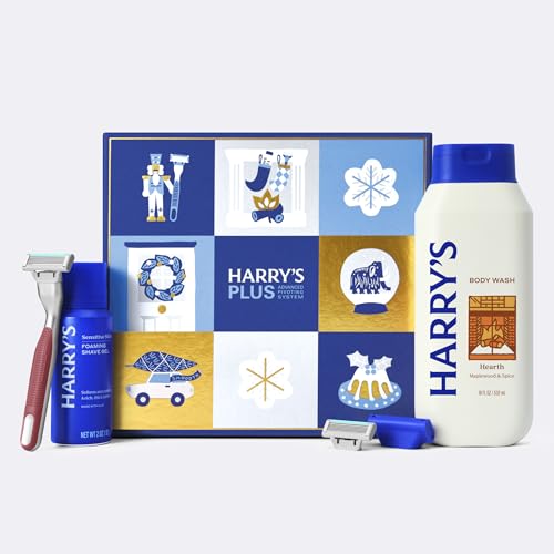 Harry'S Plus Christmas Shower & Shave Giftset Incuding Harry'S Plus Handle, 2 X Blade Refills, Full-Size Foaming Shave Gel, & Limited Edition Body Was