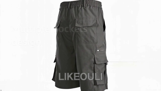 LIKEOULI Mens Cargo Pants Elastic Waist Big and Tall Knee Length