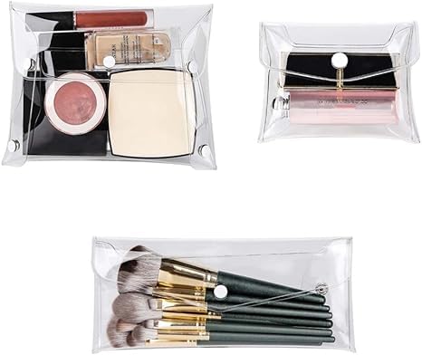 3 pack clear mini pvc makeup bag small clear clear with snap closure for holiday travel bathroom organization tools and accessories