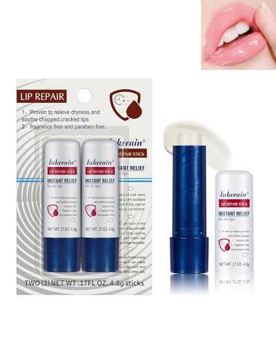 Bálsamo labial para reparación de labios, 2 bálsamos de labios hidratantes, sin fragancias para el cuidado de los labios de día y noche, juego de bálsamo de labios Soothes para la reparación de labios