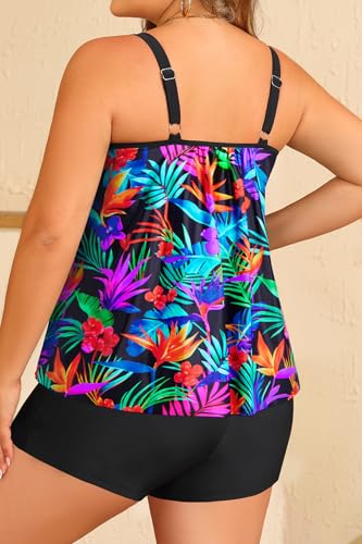 Daci Women Plus Size Tankini Swimsuit - 2 Piece Flowy Plus Size Bathing Suits and Shorts with Pockets 20253