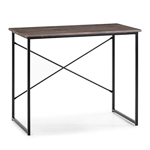 VS Venta-stock Mesa de Escritorio Cáceres, Mesa de Ordenador, Estilo Industrial, 90 (Largo) x 50 (Profundo) x 74 (Altura) cm (Negro)