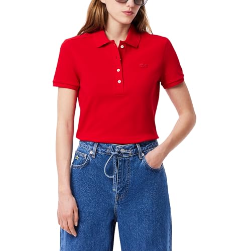 Polo Lacoste femme manches courtes slim fit stretch piqué coupe ajustée extensible