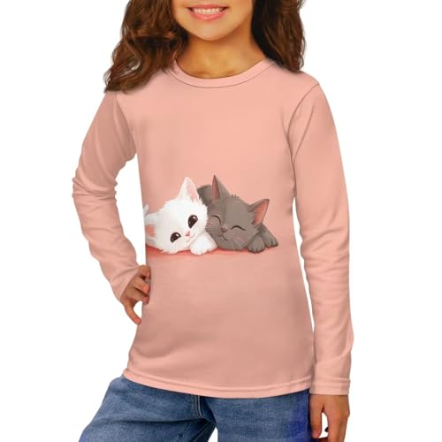 Image of Girls Long Sleeve Shirts Casual Crewneck Soft T-shirts for Girls 3-16 Years Old