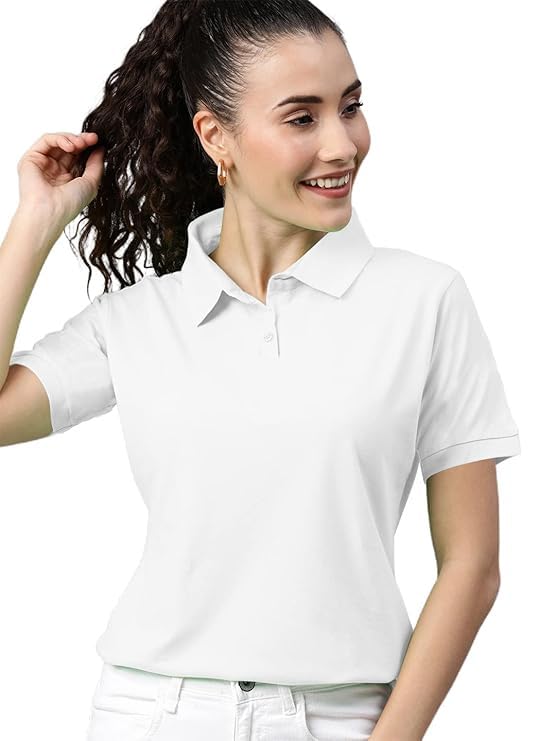 BHARATIYA COCOON Women’s Pure Cotton Polo T-shirt – Polo Collar Neck, Half Sleeve, Casual Tee for Women
