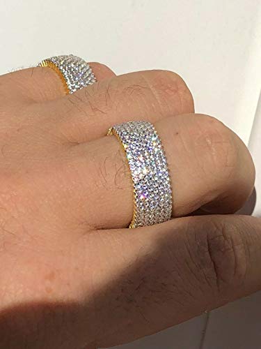 HarlemBling Real Solid 925 Silver - 14k Gold Plated - His Or Hers Micropaved Ring - Wedding Band Or Pinky Ring Looks Nice On Anyone - Iced Eternity4